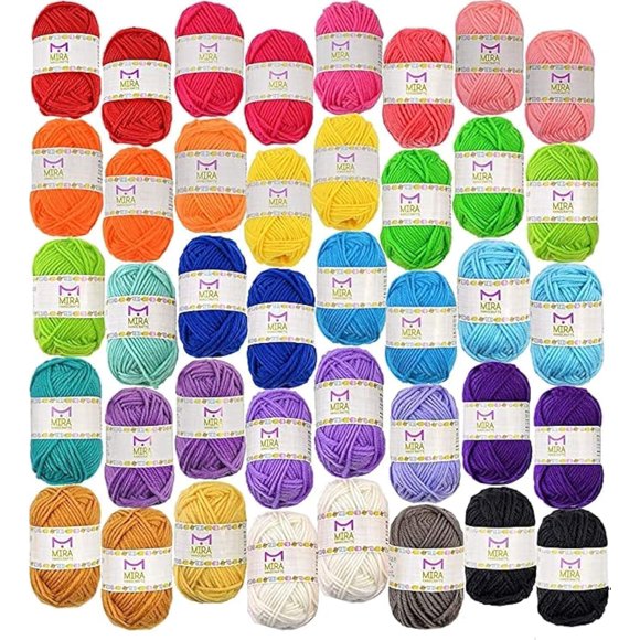Ojetas de hilo acrílico Mira HandCrafts, 40 colores surtidos, 800 m