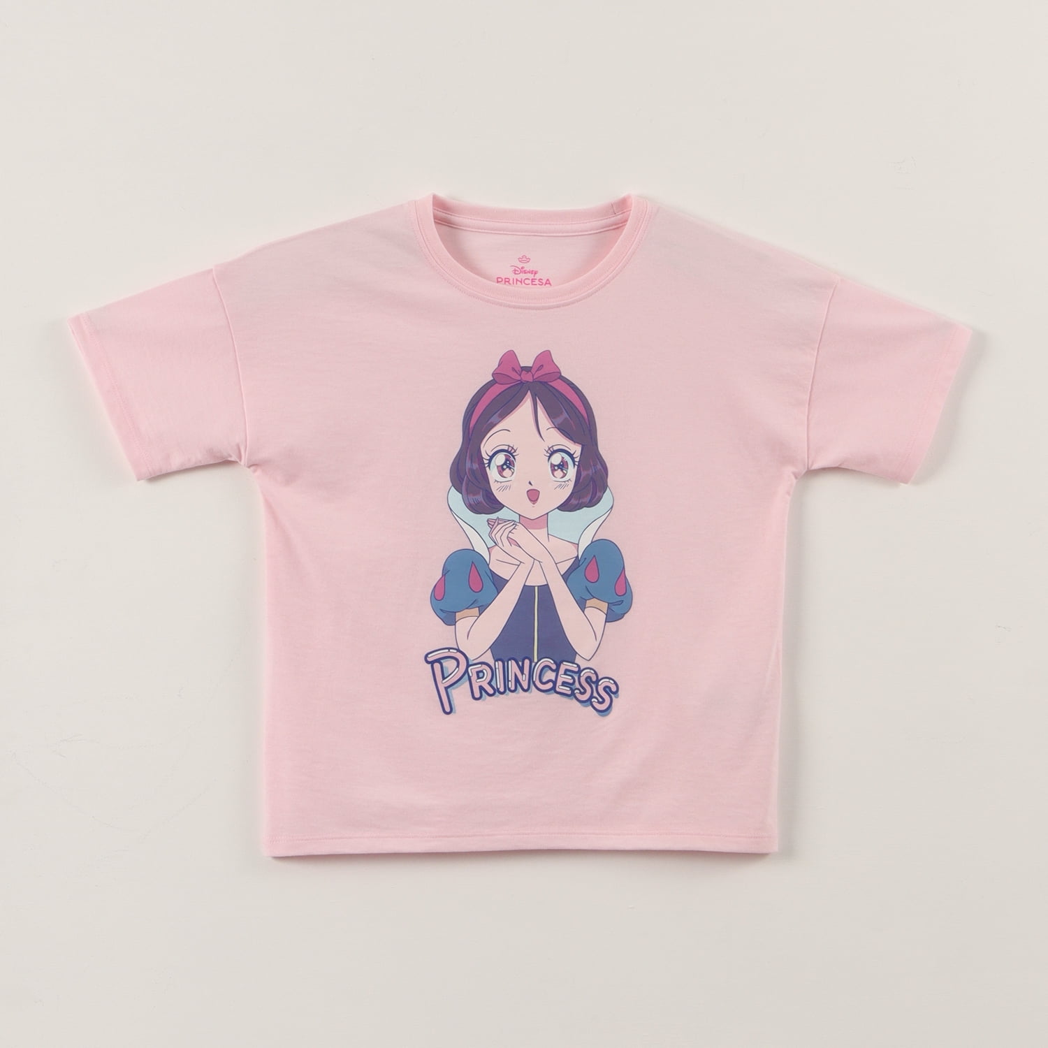 Polera Manga Corta Niña Blanca Nieves Princesas Rosado Disney