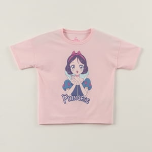 Polera Manga Corta Niña Blanca Nieves Princesas Rosado Disney