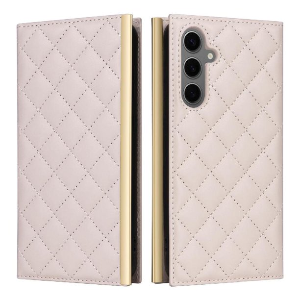 Funda Tipo Cartera Acolchada con Correa para Samsung Galaxy S24 PlusBlanco