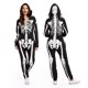 thumbnail image 1 of Mono blanco para mujer con forma de esqueleto para Halloween, diseño de elfos borrachos, 1 of 9