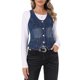 thumbnail image 1 of INSPIRE CHIC Chaleco de Jean para Mujer sin Mangas Cuello en U con Botones Bolsillos Chalecos Occidentales Top Chaleco de Mezclilla Recortado S Azul Oscuro, 1 of 6