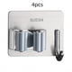thumbnail image 1 of Organize Your Space with our SUS304 Stainless Steel Mop Broom Holder - No Drill, Self Adhesive, Heavy Duty Hook Hanger, Wall Hanging Storage Rack for Bathroom, Kitchen, and Office - Available in 1/4pc, 1 of 4