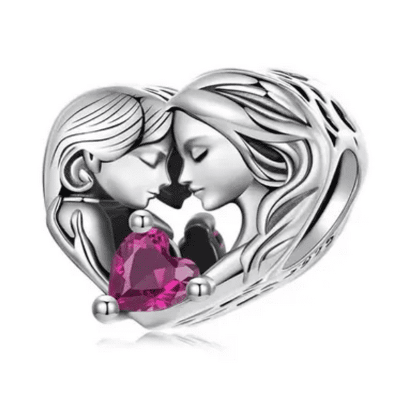 Charm Mamá e Hija en Plata 925 con Circón Rosa
