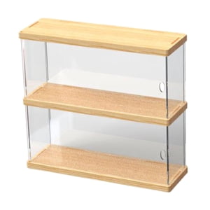 Magideal - Vitrina De Acrílico Transparente Para Coleccionables, Caja De Almacenamiento, Recuerdos, Muñecas Coleccionables, Base De Madera, Estuche De Exposición 2 Capas 30Cm