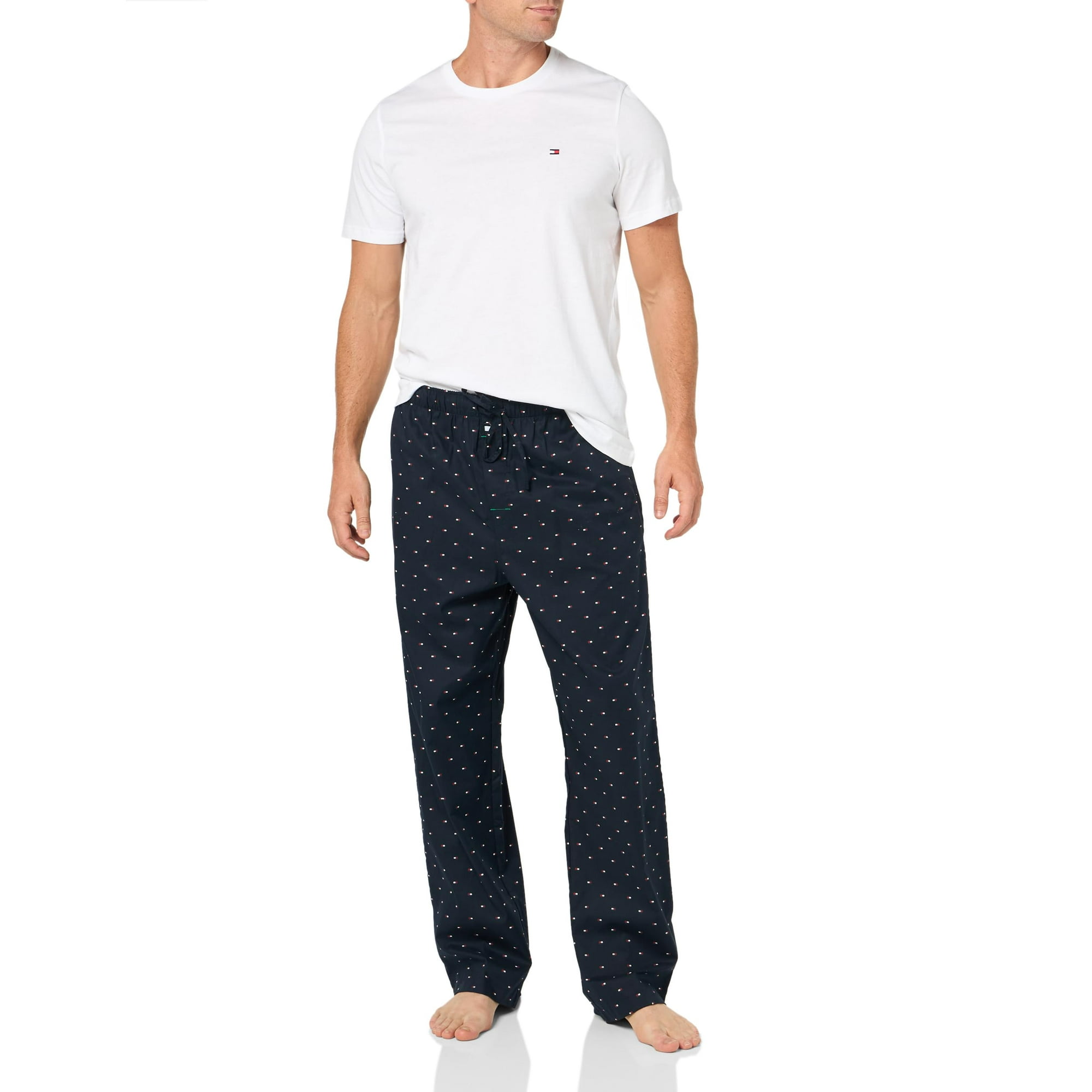 Conjunto De Pijama Tommy Hilfiger, Set De Dormir De Popelina Para Hombre