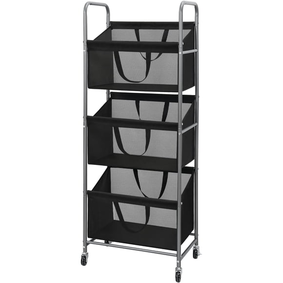 Cesto de Ropa STO STO Vertical de 3 Niveles con Bolsas de Malla y Ruedas 120L