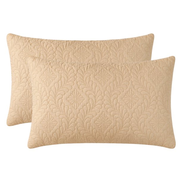 Protectores de Almohada REGALWOVEN con Sobre Tamaño Estándar 2 Piezas, Fundas de Almohada Transpirables de Algodón para Hogar Hotel Khaki Queen