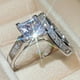 thumbnail image 3 of 2pcs Luxury Couple Ring Silver Plated Inlaid Elegant Square Shape Zircon Perfect Engagement Wedding Jewelry For New Couple Gift For Your Girl Show That You Will Love Her Evermore, 3 of 3