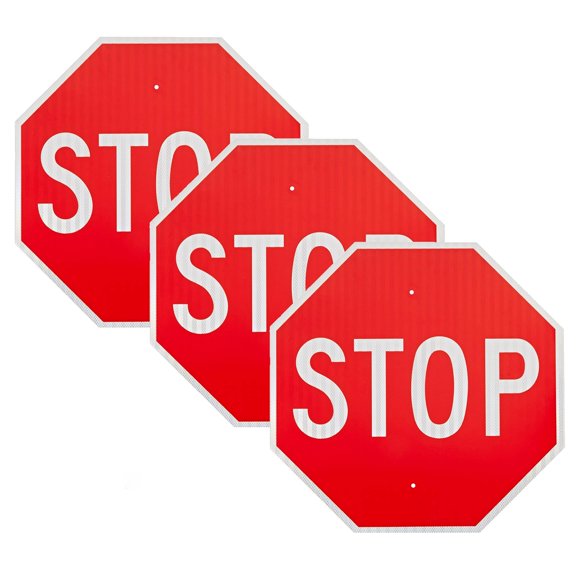 Señal de Stop OLANZU 61 cm Reflectante Pack de 3 (Estándar DOT)