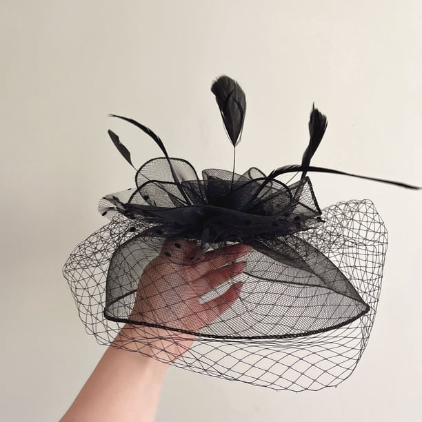 Elegant Fascinators Hat for Women - Perfect for Tea Parties, Kentucky Derby, Weddings, and Cocktail Parties - Features Mesh, Feathers, and Flower Decorations