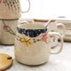 thumbnail image 4 of Taza de cerámica para leche con tapa y cuchara, taza de café con tapa, taza de capuchino de cerámica gruesa de 400 ml, taza japonesa pintada a mano, taza de agua esmaltada, taza grande para desayuno., 4 of 6