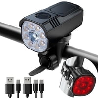 Xusx111 - Usb-C Recargable Bicicleta Luz Delantera Y Trasera Conjunto, Aleación De Aluminio, Desplazamiento Y Montaña De La Noche (Negro)