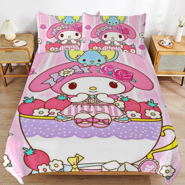 My Melody Duvet Cover Set 3 Piece Bedding Set Double Sided Printing Decorative Comforter Cover Set
