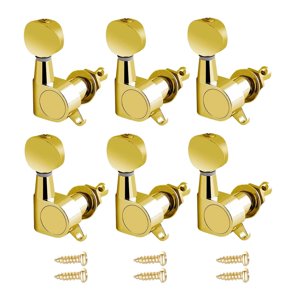 Magideal - 6X Clavijas De Afinación De Guitarra Perillas Repalce Piezas Antiguas Ajuste Perfecto Botón Ovalado Sellado Cabezales De Máquina Teclas De Afinación Áurea 6R