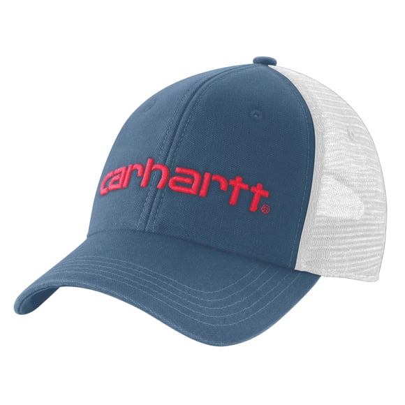Gráfico del logotipo de Cap Carhartt en lona con parte trasera de malla para hombre Deep Ocean