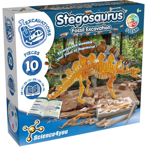 Kit de excavación de fósiles Stegosaurus de Science4you con herramientas de excavación