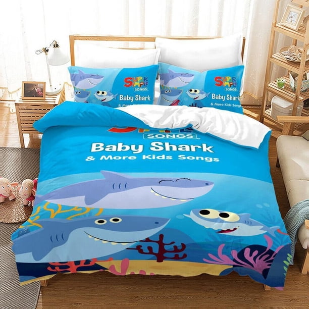 Dolphin Cartoon Blue Quilt Duvet Cover Set Soft Kids Pillowcase Children Queen3-Piece Bedding Set