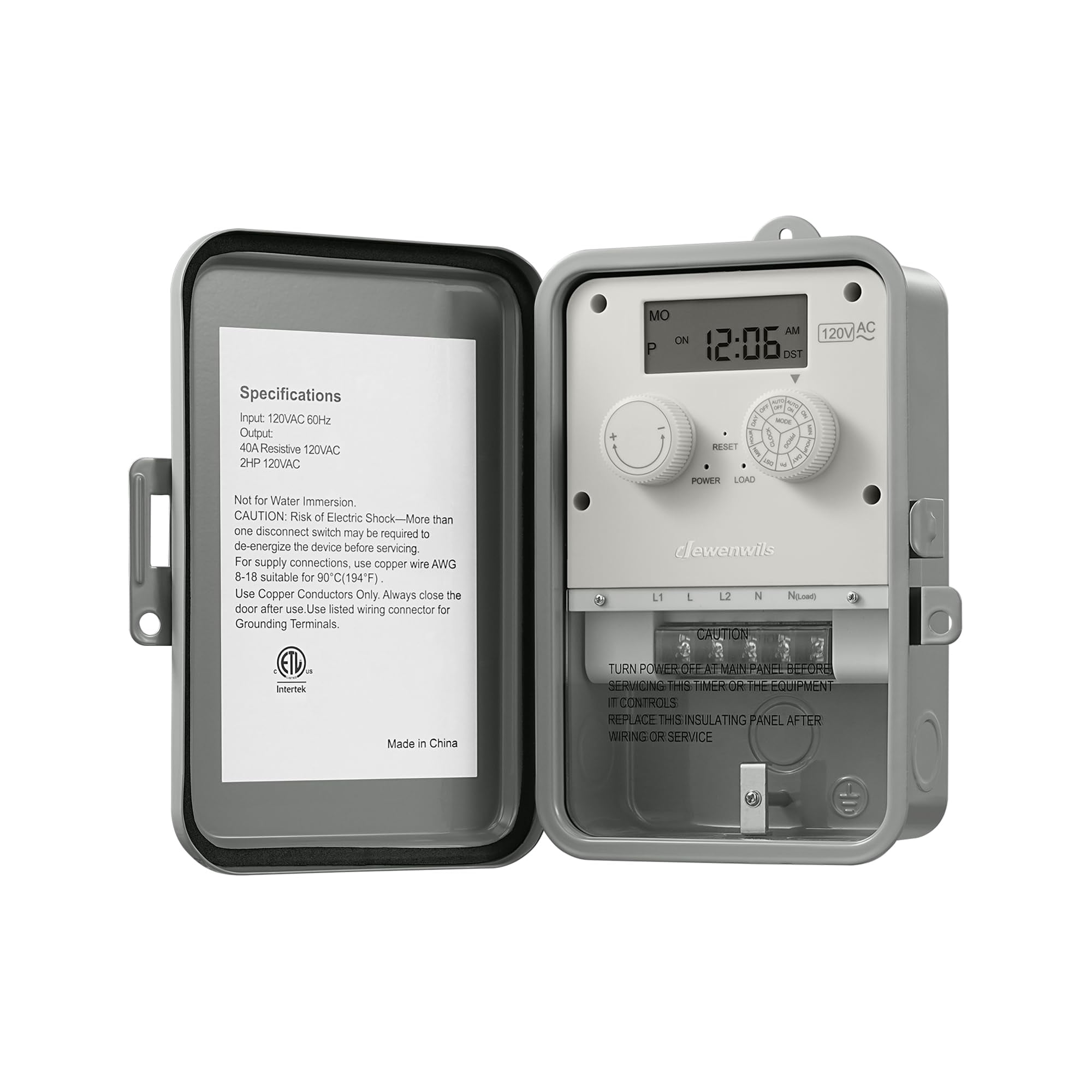 Temporizador De Piscina Dewenwils Outdoor Digital, 2 Hp, 40 A, 120 Vac, 7 Días