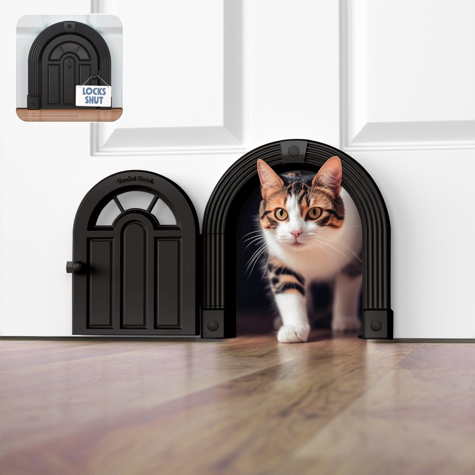 Puerta para gatos Purrfect Portal Meow Manor® para gatos de hasta 9 kg