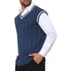 thumbnail image 4 of INSPIRE CHIC Chaleco de Suéter de Punto Trenzado sin Mangas de Color Sólido para Hombre L Azul Marino, 4 of 5