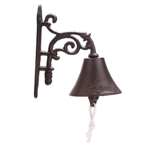 Bothyi - Timbre De Puerta Marrón Vintage, Pared Decorativa De Hierro Fundido Para Pared De Porche Al Aire Libre, Campana De Vid
