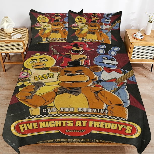 x578 Five Nights at Freddy's Bed Duvet Cover Microfiber Bedding Sets 3D Printed Lightweight 3 Piece Comforter Sets, 1 Duvet Cover And 2 Pillow Shams for Kids Boys Girls 90"x90" jn578