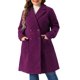 thumbnail image 1 of Abrigos largos de invierno para mujer de talla grande de Agnes Orinda con solapa de muesca y doble botonadura, abrigos de trinchera 4X púrpura, 1 of 6