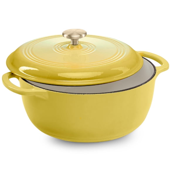 Dutch Oven Best Choice Products, hierro fundido esmaltado, 6 litros, limón