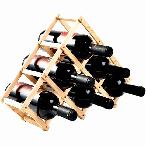 Wakeshome - Porta Vino Botellas Plegable Soporte De Vino Madera 6 Pts