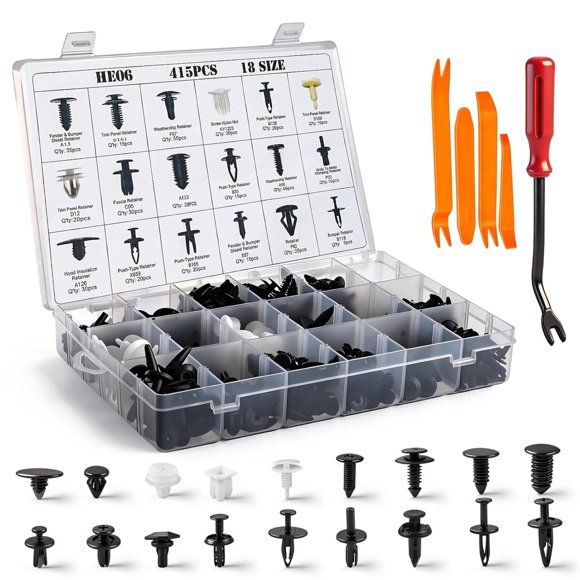 Kit de clips retenedores Caquerol CF041503B, 415 piezas, 18 tamaños