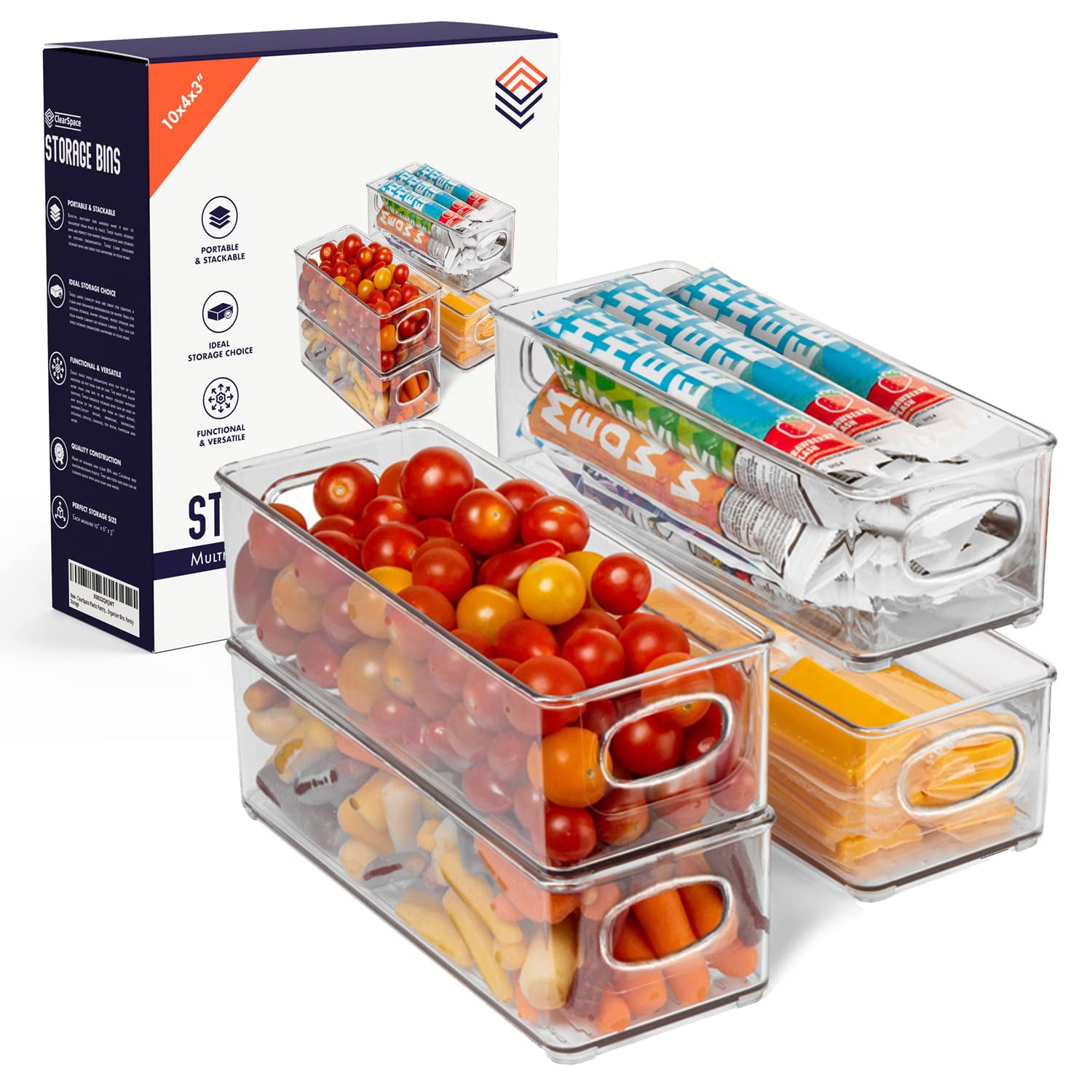 Organizador De Despensa De Plástico Clearspace, 10 X 4 X 3 Pulgadas