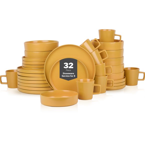 Juego de Vajilla de Piedra de 32 Piezas Stone Lain Color Amarillo para 8 Personas