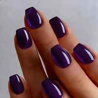 Press On Nails Joyvvew Corto Cuadrado Morado Oscuro Para Mujer