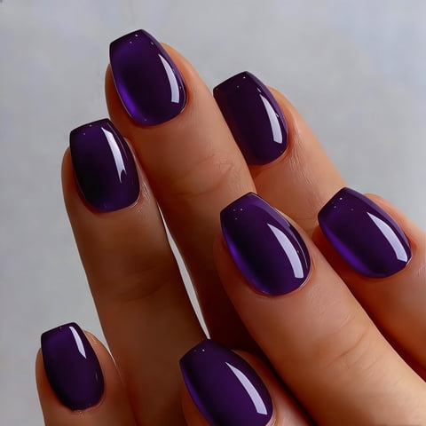 Press On Nails Joyvvew Corto Cuadrado Morado Oscuro Para Mujer