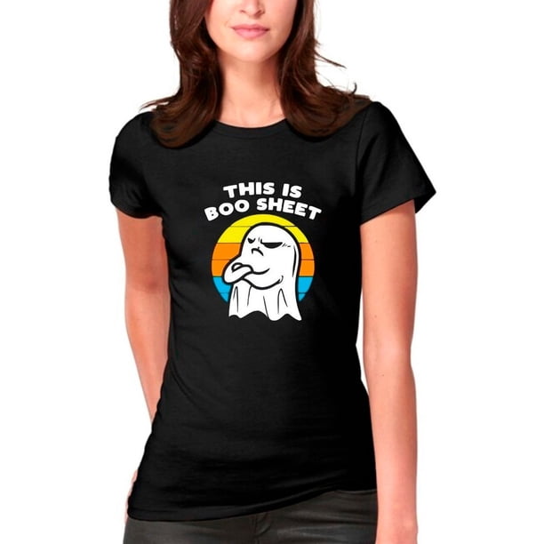 Polera Halloween Boo Sabana Terror Fantasma Mujerniña