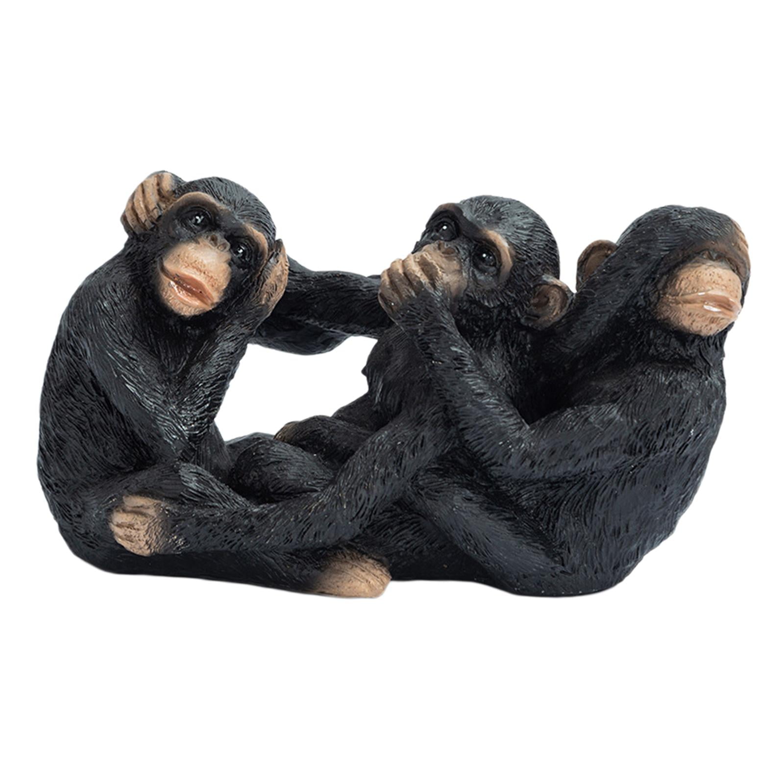 Bothyi - Estatua De Mono Hecha A Mano, Adorno De Tres Monos Pequeños Para Regalo De Decoración De Estantería