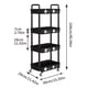 thumbnail image 4 of Carrito rodante Lainesia de 4 niveles con ruedas multifunción negro, 4 of 8