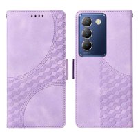 Carcasa Foxdock Vivo V40Se 5G De Cuero Pu, Diseño Acolchado Clásico, Protección Contra Caídas Y Rayones