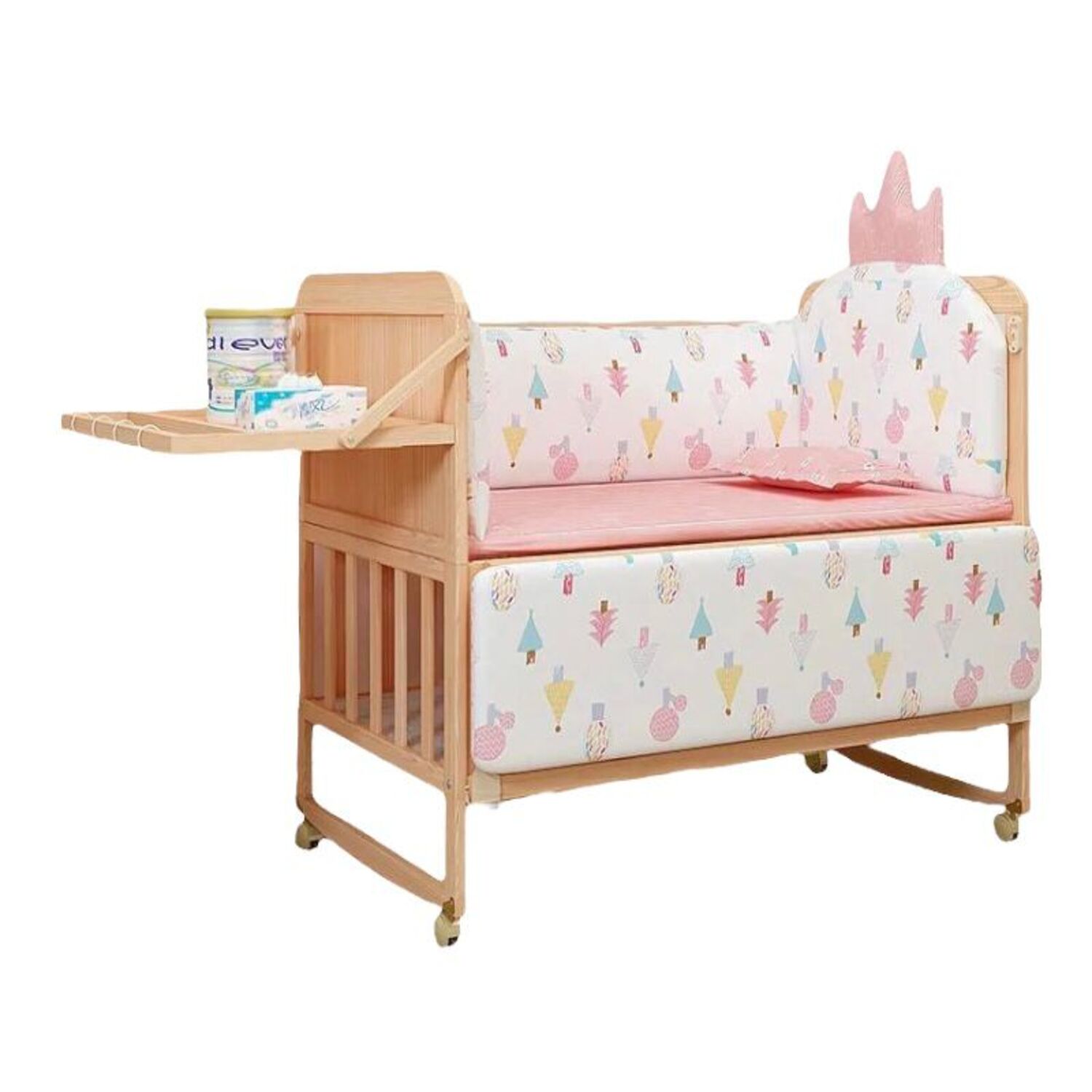 Cuna Colecho Madera Pack&Play Con Mudador Lubabycas Rosada