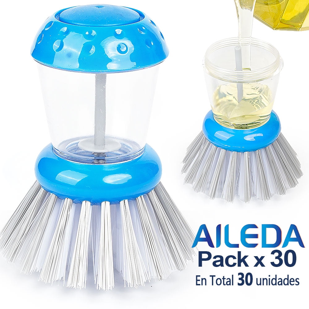 Aileda - Cepillo Para Lavar Platos Premium Con Dispensador De Jabón （en Total 30 Unidades）