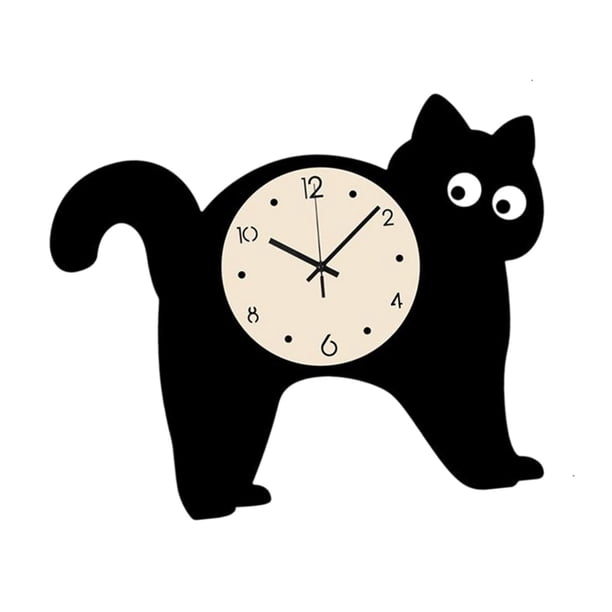 Reloj de pared de animales decoraciones decorativas decoraciones de la sala de pared reloj de gato reloj para niños salón de la oficina aula guardería 30cmx24cm