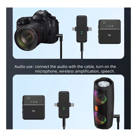 Micrófono de Solapa Inalambrico Doble Compatible Iphone y Android