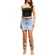 thumbnail image 2 of INSPIRE CHIC Faldas de mezclilla para mujer Casual Y2K Falda vaquera elástica mini con cinturón M Azul, 2 of 6