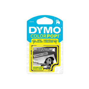 Cinta Glitter Dymo 12Mmx3M Negro/Plateado