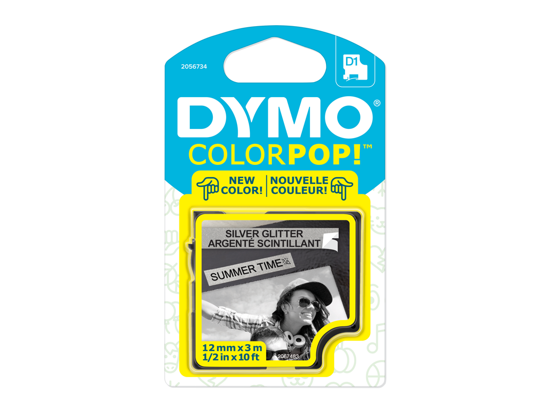 Cinta Glitter Dymo 12Mmx3M Negro/Plateado