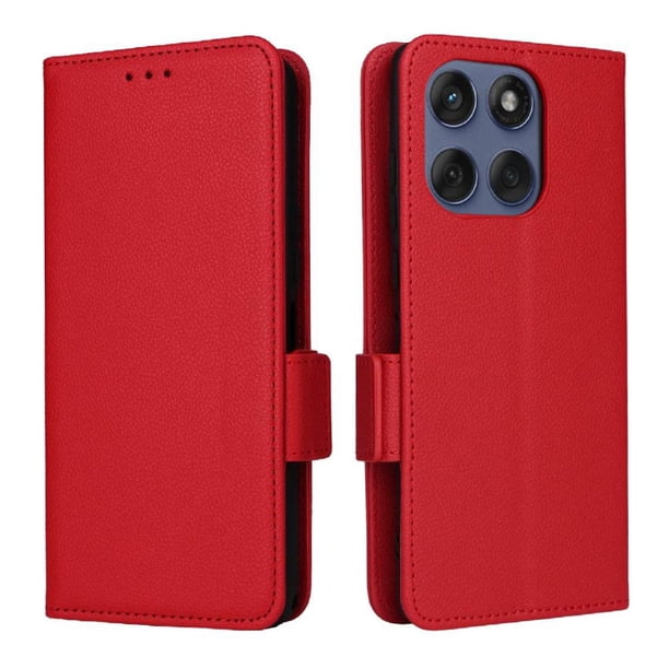 Funda Cartera para Motorola Moto Edge 60 Fusion Tapa Flip con Ranuras y Soporte Rojo