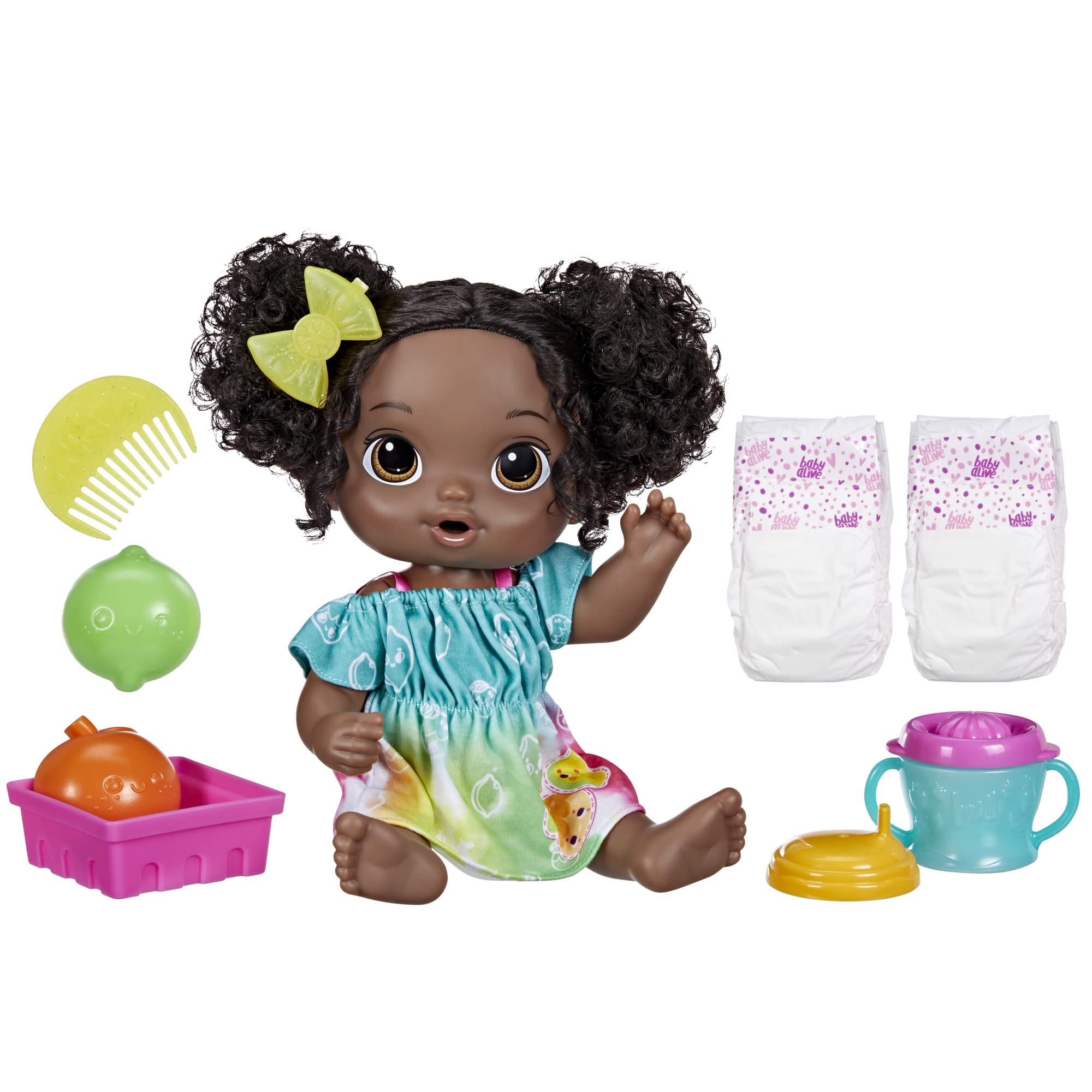 Baby Doll Baby Alive Fruity Sips Lima Con Exprimidor Simulado De 30 Cm
