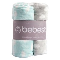 Bebesit - Pack 2 Mantas Bebe Hipoalergénica Celeste