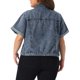 thumbnail image 3 of Chaqueta de mezclilla corta con botones al frente para trabajo, colegio o escuela de Agnes Orinda para mujer de talla grande, mangas cortas, 4X gris azul, 3 of 6